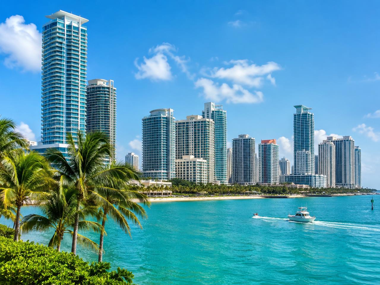 Sunny South Florida coastline skyline